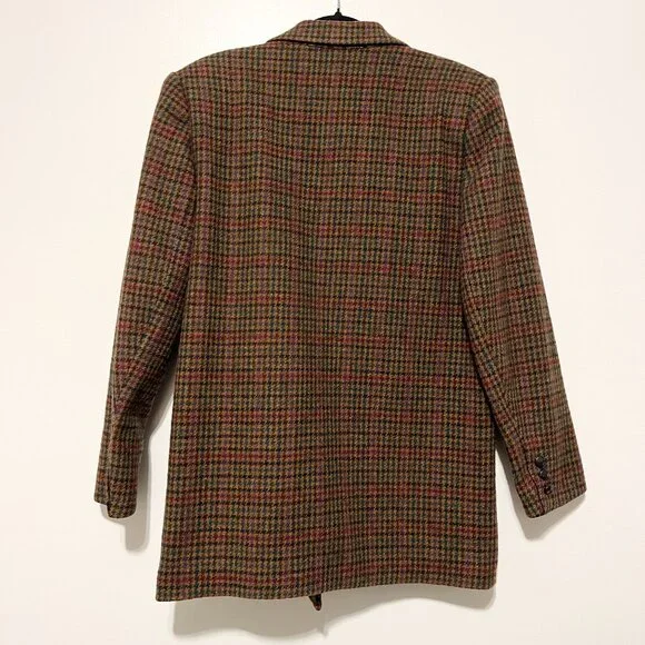 Giorgio Sant Angelo Womens VTG Wool Houndstooth Blazer 10 Academia Oversized - Picture 2 of 11
